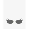 Brunello Cucinelli Womens Silver Bc2006st Oval-frame Titanium Sunglasses In Silver