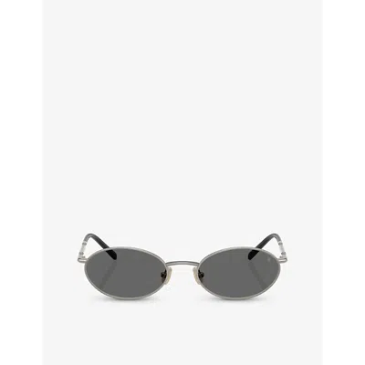 BRUNELLO CUCINELLI WOMENS SILVER BC2006ST OVAL-FRAME TITANIUM SUNGLASSES