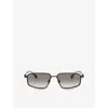 Brunello Cucinelli Womens Brown Bc2009st Jarama Irregular-frame Titanium Sunglasses In Gray
