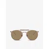 Brunello Cucinelli Womens Gold Bc2004st Sartorial Sunset Phantos-frame Titanium Sunglasses In Gold