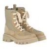 Brunello Cucinelli Round-toe Lace-up Ankle Boots In Gold