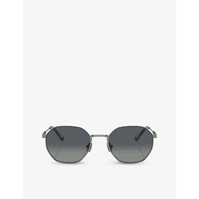 BRUNELLO CUCINELLI WOMENS GREY BC2003ST IRREGULAR-FRAME TITANIUM SUNGLASSES