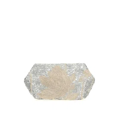 Brunello Cucinelli Womens Naturale Linen Embellished Clutch Bag