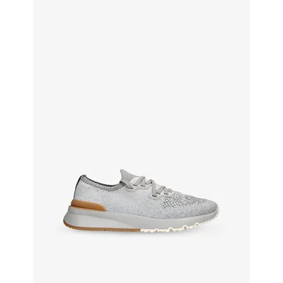 Brunello Cucinelli And-embossed Knitted Low-top Trainers In White/oth