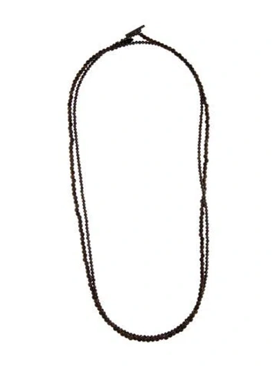 Pre-owned Brunello Cucinelli Wood Bead Strand Necklace, 58" In Brown