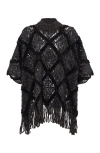 Brunello Cucinelli Wool And Alpaca Knit Poncho With Dazzling Macro Argyle Embroidery In Black