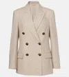 Brunello Cucinelli Beige Double-breasted Jacket In Wool And Cashmere In Neutral