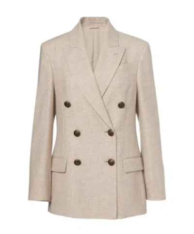 Brunello Cucinelli Wool And Cashmere Blazer In Neutral