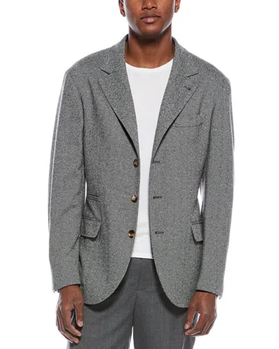 Brunello Cucinelli Wool & Cashmere-blend Blazer In Gray