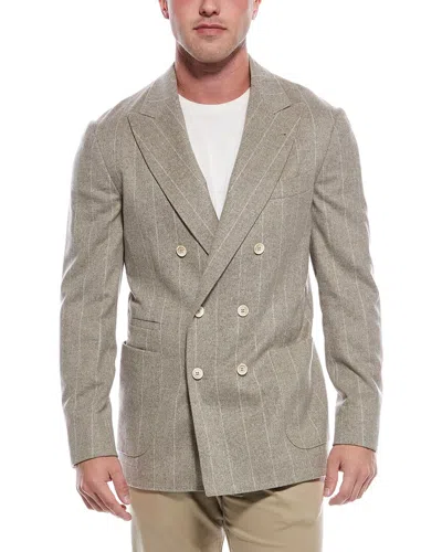 Brunello Cucinelli Pinstripe-pattern Blazer In Gray