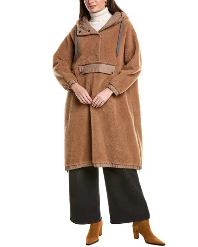 Brunello Cucinelli Faux-fur Midi Cape In Brown