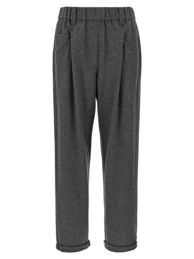 Brunello Cucinelli Virgin Wool And Cashmere Trousers In Gray