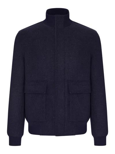 Brunello Cucinelli Wool And Cashmere Blouson In Blue