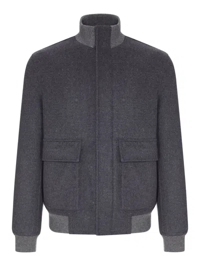 Brunello Cucinelli Wool And Cashmere Blouson In Gray