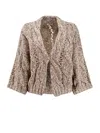 Brunello Cucinelli Women Wool And Cashmere Cardigan With Sequins In Brown