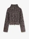 Brunello Cucinelli Wool And Cashmere Cardigan With Sequins In Brown