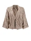 Brunello Cucinelli Women Wool And Cashmere Cardigan With Sequins In Gray