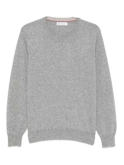 Brunello Cucinelli Wool And Cashmere Crew-neck Sweater In Gray