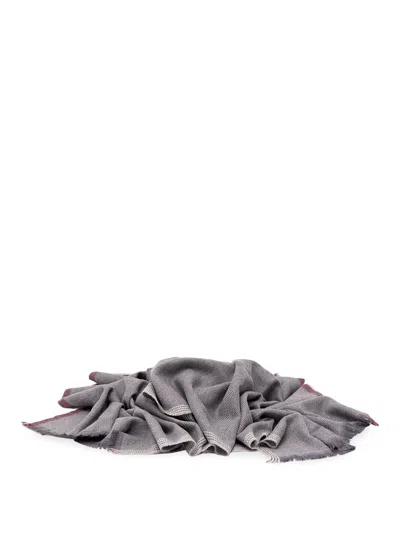 Brunello Cucinelli Wool And Cashmere Diagonal Twill Scarf In Gray