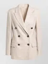 Brunello Cucinelli Beige Double-breasted Jacket In Wool And Cashmere In Neutral