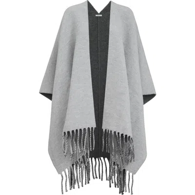 Brunello Cucinelli Wool And Cashmere Double Knit Poncho In Gray