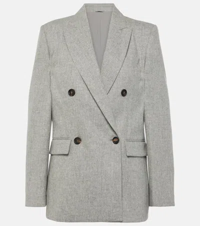 Brunello Cucinelli Wool And Cashmere Flannel Blazer In Gray
