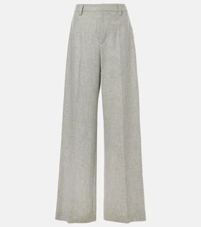 BRUNELLO CUCINELLI WOOL AND CASHMERE FLANNEL WIDE-LEG PANTS