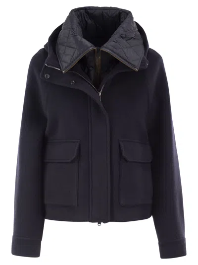 Brunello Cucinelli Hand-crafted Outerwear Jacket In Virgin Wool And Cashmere Double Cloth With Detachable Thermore-padd In Multi