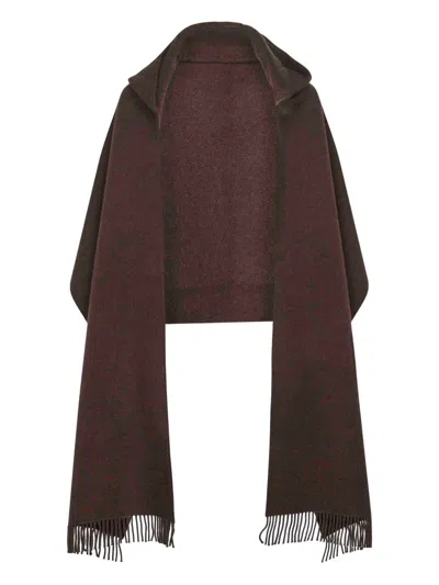 Brunello Cucinelli Wool And Cashmere Hooded Scarf In Brown