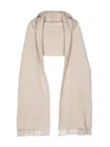 Brunello Cucinelli Wool And Cashmere Hooded Scarf In Sand