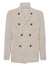 Brunello Cucinelli Wool-silk English-rib Cardigan In Gray