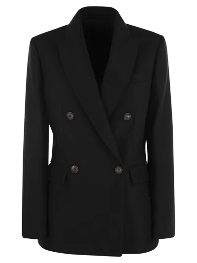 Brunello Cucinelli Wool And Cashmere Jacket With Necklace In Black