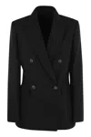 Brunello Cucinelli Double-breasted Fitted Blazer In Black