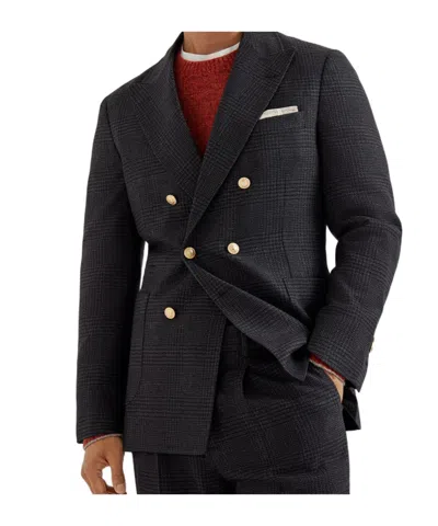 Brunello Cucinelli Wool And Cashmere Long-sleeved Blazer In Black