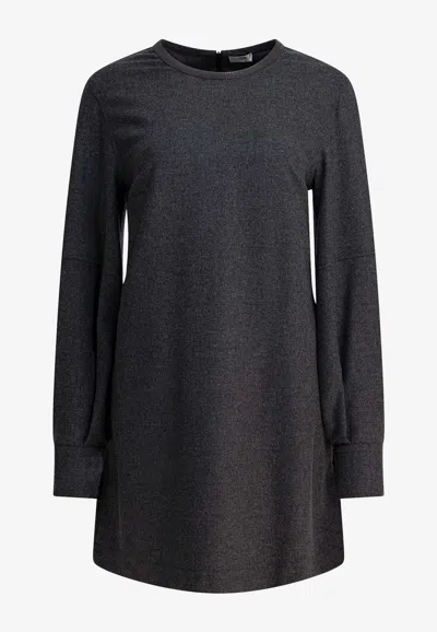 Brunello Cucinelli Wool And Cashmere Mini Dress In Gray
