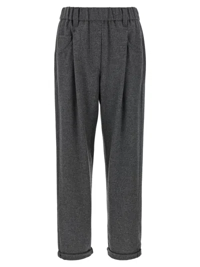 Brunello Cucinelli Wool And Cashmere Pants Gray