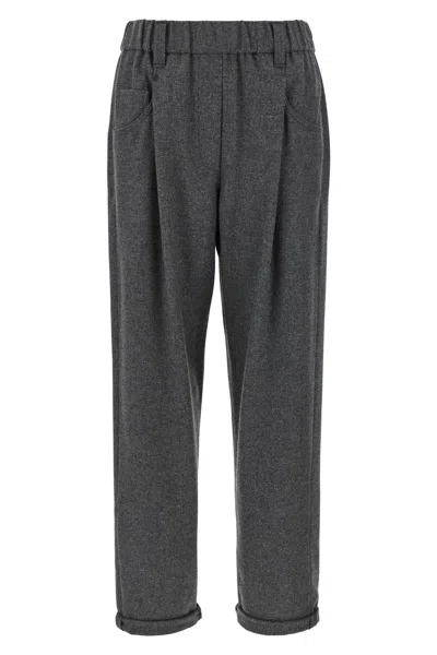 Brunello Cucinelli Wool And Cashmere Pants In Gray