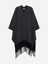 Brunello Cucinelli Reversible Fringed Poncho In Charcoal,black