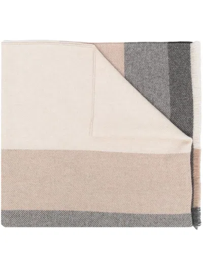 Brunello Cucinelli Wool And Cashmere Scarf In Beige