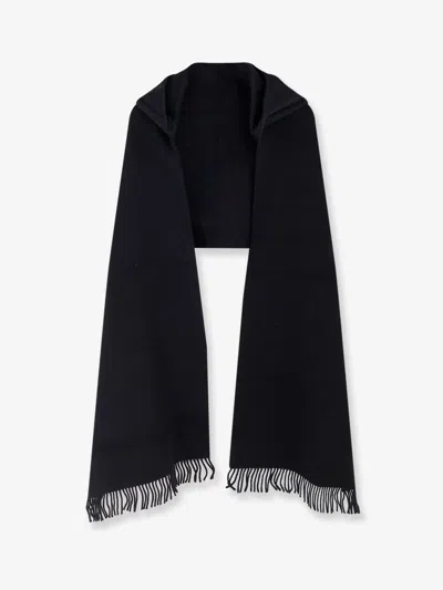 Brunello Cucinelli Wool And Cashmere Scarf With Hood In Black