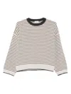 Brunello Cucinelli Ivory Crewneck Striped Sweater In White