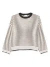 Brunello Cucinelli Ivory Crewneck Striped Sweater In White