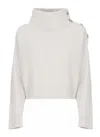 Brunello Cucinelli Wool And Cashmere Sweater With Button Detail In White