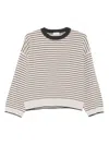 Brunello Cucinelli Striped Crew Neck Sweater In White
