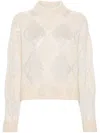 Brunello Cucinelli Sequined High-neck Jumper In Beige
