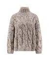 Brunello Cucinelli Wool And Cashmere Sweater With Sequins In Neutral