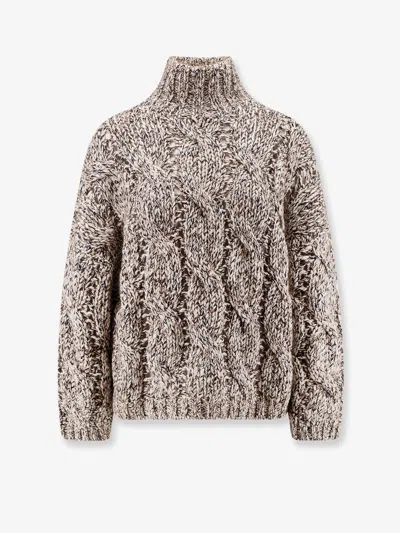 BRUNELLO CUCINELLI WOOL AND CASHMERE SWEATER WITH SEQUINS