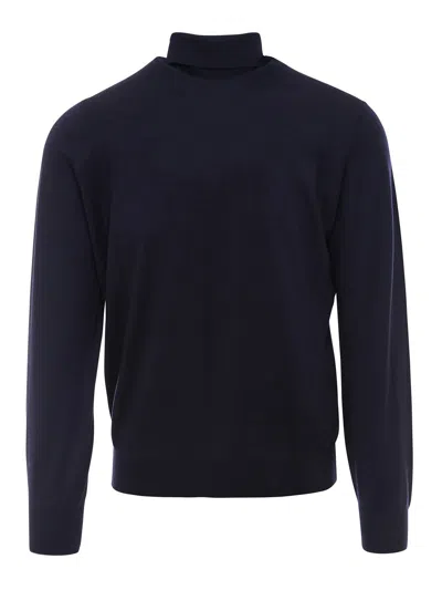 BRUNELLO CUCINELLI SUÉTER CON CUELLO ALTO - AZUL