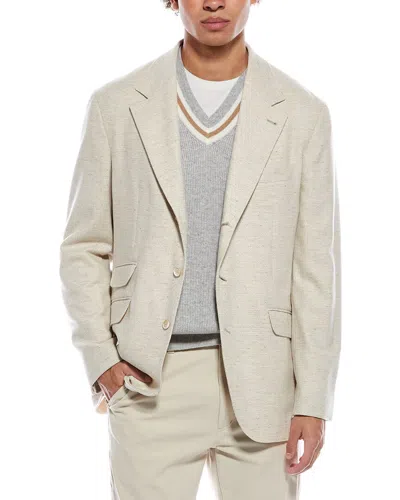 Brunello Cucinelli Wool & Cashmere-blend Blazer In Neutral