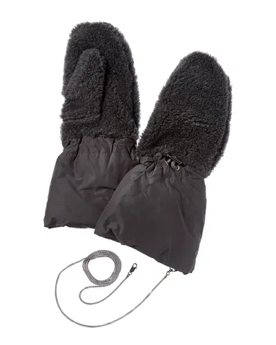 Brunello Cucinelli Wool & Cashmere-blend Mittens In Grey
